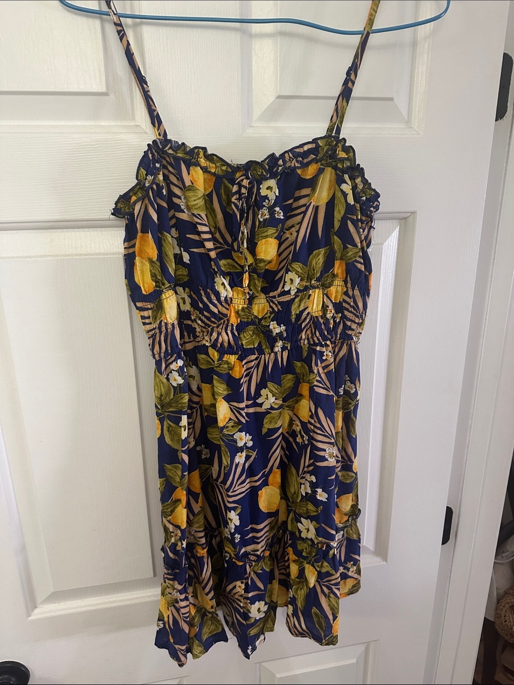 Navy Floral Lemon Print Sundress new w/tags